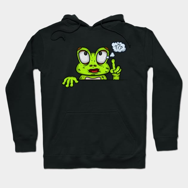 Frog Cartoon With Confused Face Expression Hoodie by tedykurniawan12